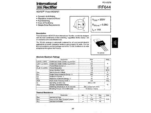 Транзистор IRF644 TO-220