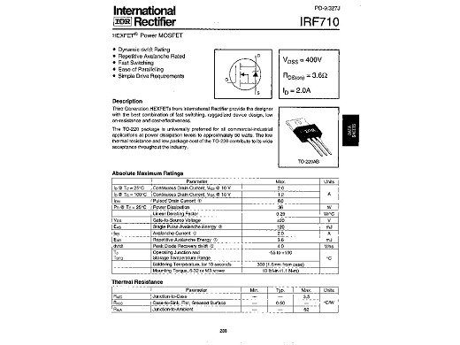 Транзистор IRF710  TO-220