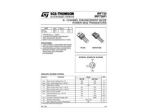 Транзистор IRF730 TO-220