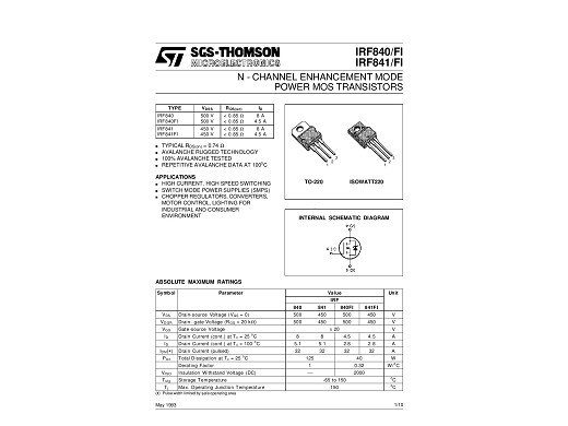 Транзистор IRF840 TO-220
