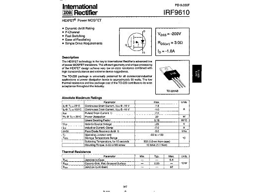 Транзистор IRF9610 TO-220AB