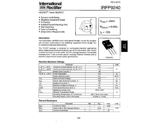 Транзистор IRFP9240 TO-247