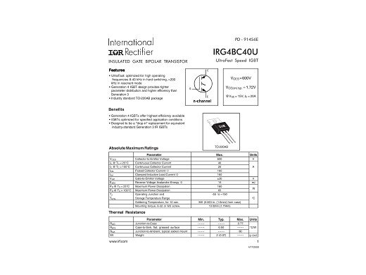 Транзистор IRG4BC40U TO-220
