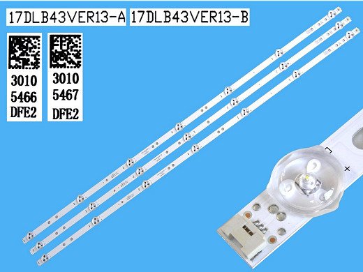 Диодни ленти комплект 3 бр/pcs  17DLB43VER11-A-B голям жак + лепенки за прикрепване