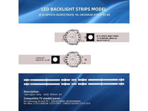 Диодни ленти комплект 2 бр/pcs JS-D-AP3216-062EC(70629) 6LED 6V  с лепенка за прикрепване