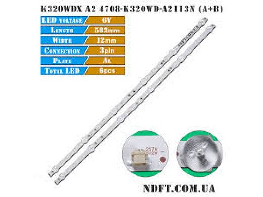 Диодни ленти комплект 2 бр/pcs PHILIPS 4708-K320WD-A2113N01 LED696-7