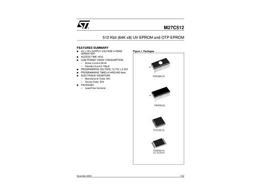 Интегр.схема M27C512-12F1 DIP-28