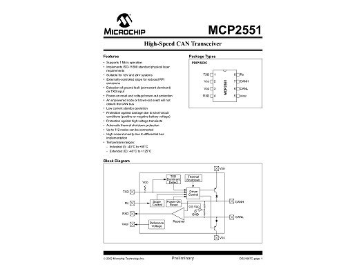Интегр.схема  MCP2551-I/P