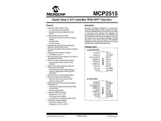 Интегр.схема  MCP2515 I-P