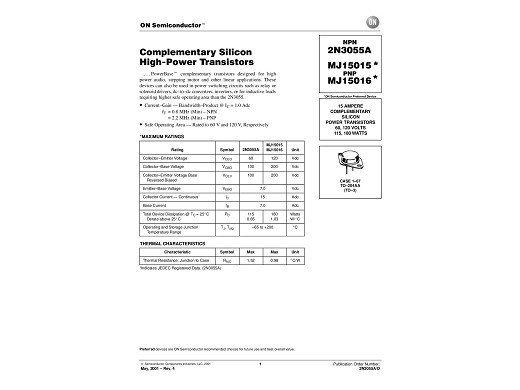 Транзистор MJ15016 TO-3