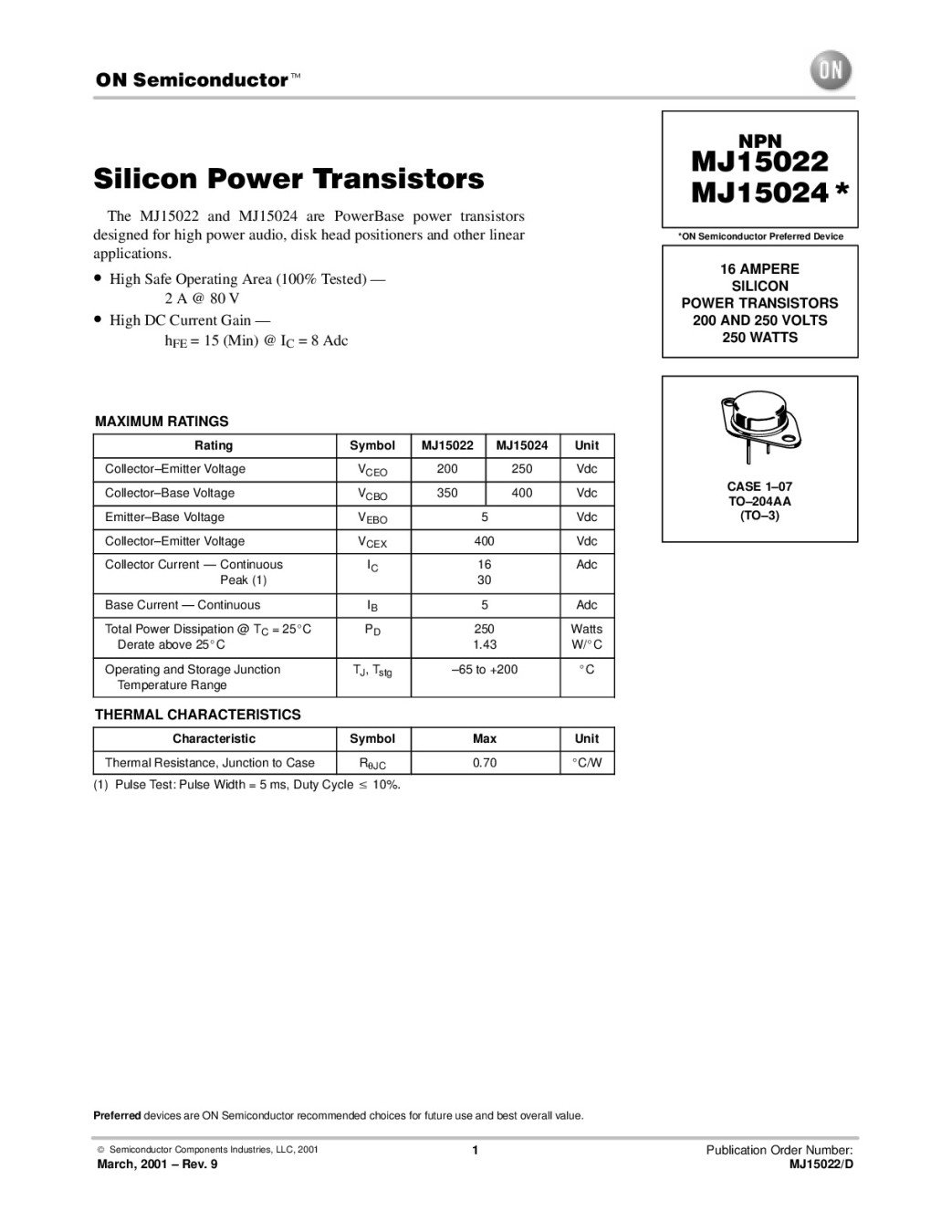 Транзистор MJ15022 TO-3 - КСП Електроникс