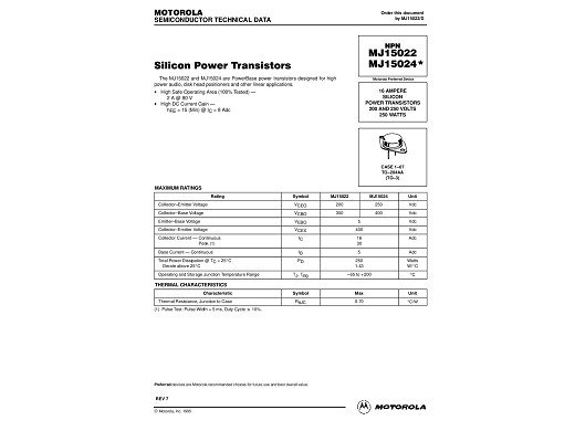 Транзистор MJ15024G    TO-3