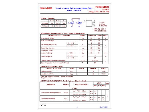 Транзистор P3004ND5G  TO-252-5
