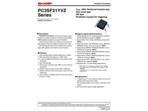 Оптрон PC3SF21YVZ 3SF21 DIP-6