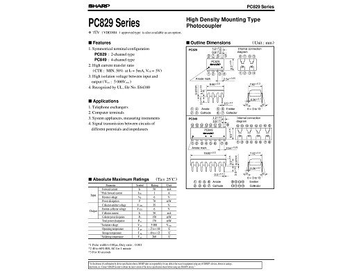 Интегр.схема PC829 DIP-6