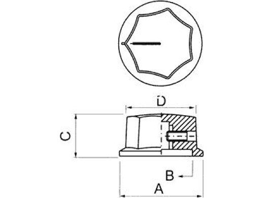 Копче за потенциометър33.5x17.5  Ф6 mm цанга