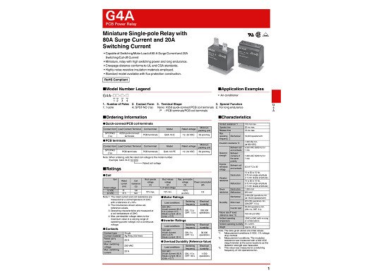 Реле G4A-1A-E 12V 20A