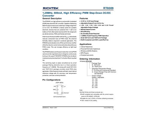 Интегр.схема RT8009 SOT-23-5
