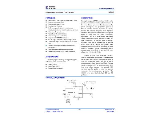 Интегр.схема  SG6841D DIP-8