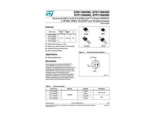 Транзистор STF11N65M5 TO-220F