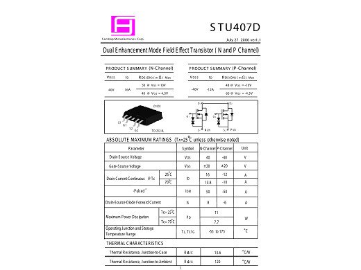 Транзистор STU407D TO-252-4L