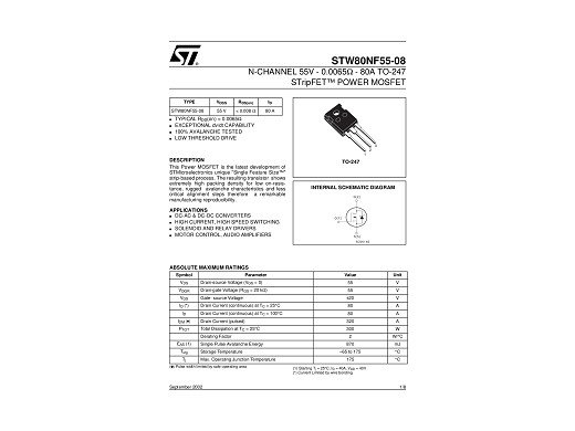 Транзистор STW80NF55-08