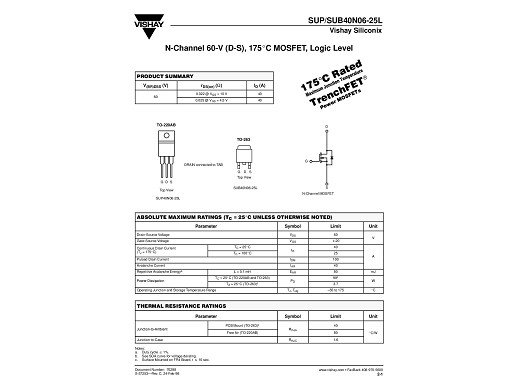 Транзистор SUP40N06-25L TO-220