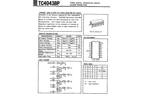 Интегр.схема  TC4043BE DIP-16
