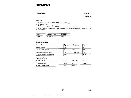 Интегр.схема  TDA5850 DIP-8