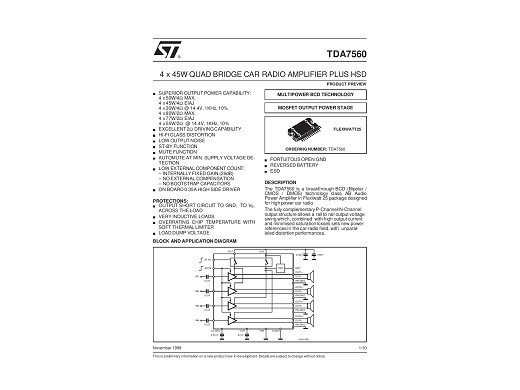 Интегр.схема TDA7560 HZIP-25