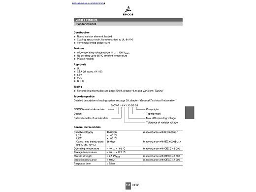 Варистор S14K130 
B72214S0131K101
