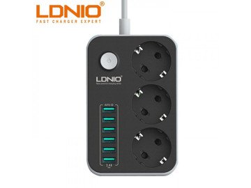 Разклонител 3 гнезда и 6 USB порта с ключ LDNIO SE3631 - 2м 2500W LDNIO SE3631 6 X USB Port 3 X 220V ports