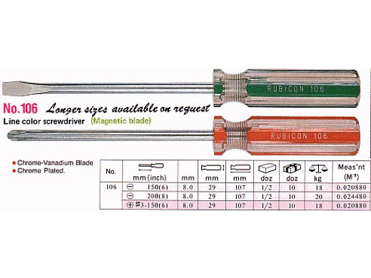 Отверка кръстата магнит RUBICON 106+ 6x250 mm