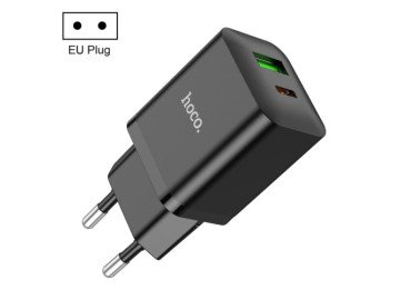 Адаптер черен с изхди  USB-C+USB PD-20W+QC3.0A