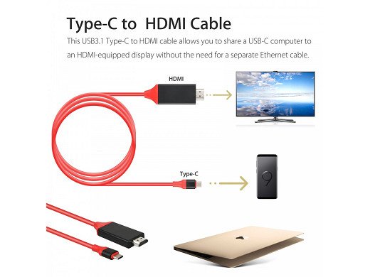 Кабел  USB Type-C към HDMI кабел адаптер Charging Function;MHL Android