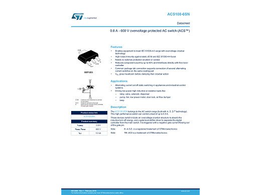 Тиристор ACS108-6SUF SMBFLAT-3L