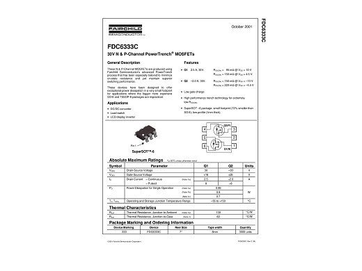 Транзистор FDC6333 SOT-6